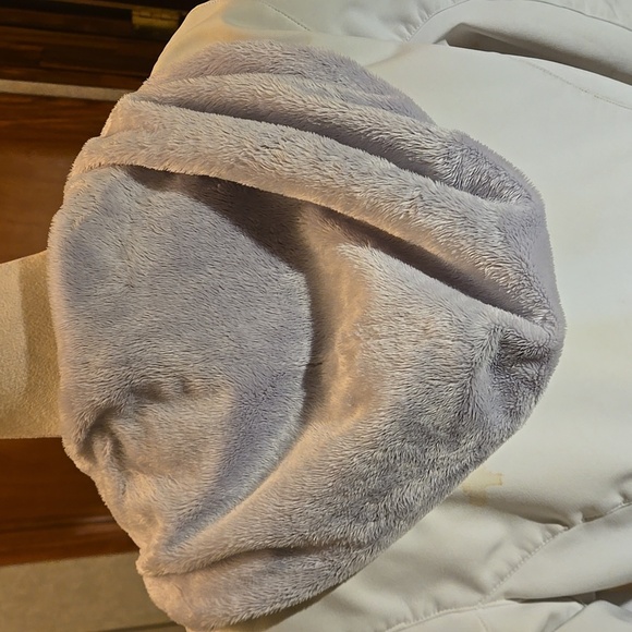Natural Reflections Jacket Ivory Full Zip Fur-lined Drawstring Hood Women Medium - Picture 7 of 15